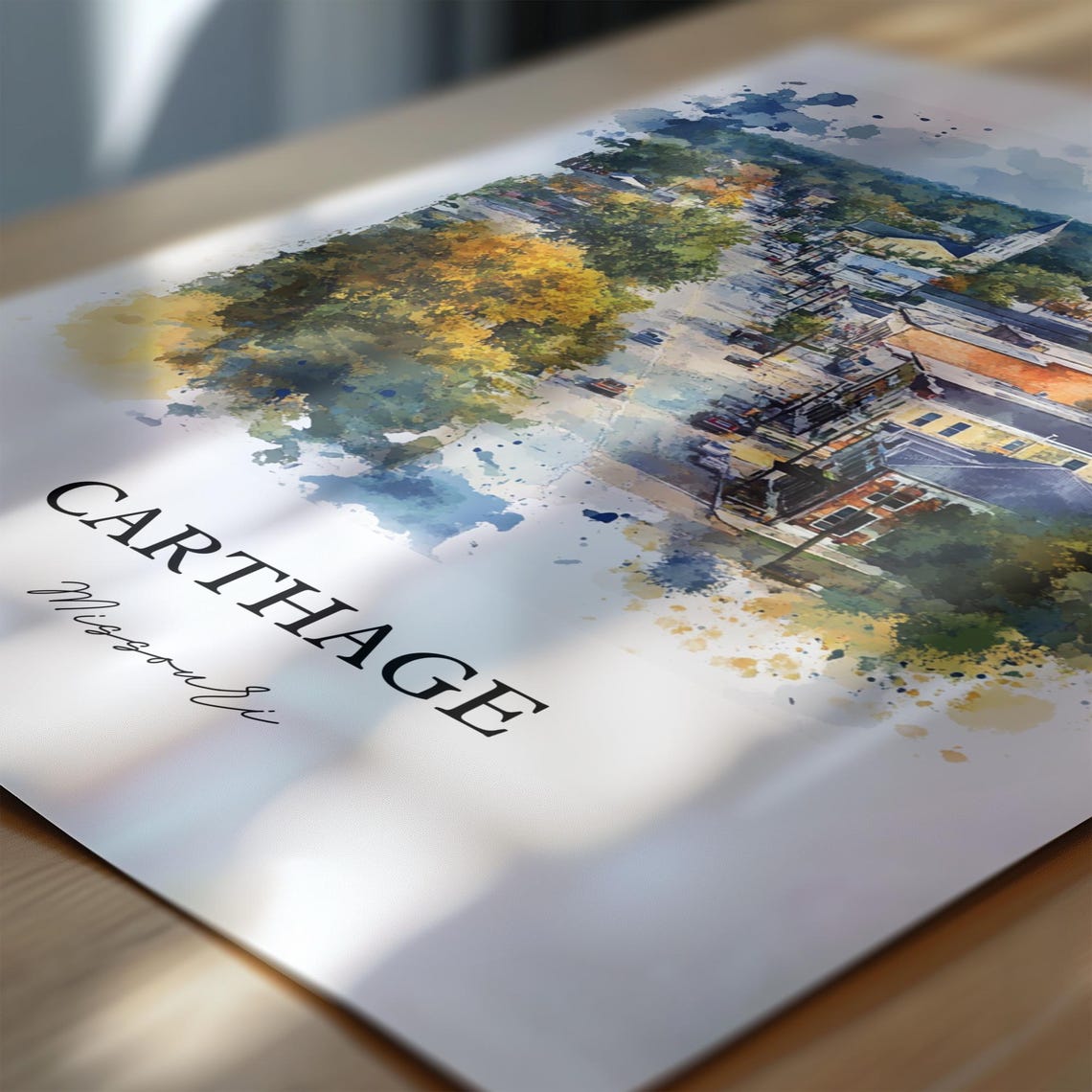 Carthage Missouri Aerial Downtown Church Steeple Fall Poster - Image 6