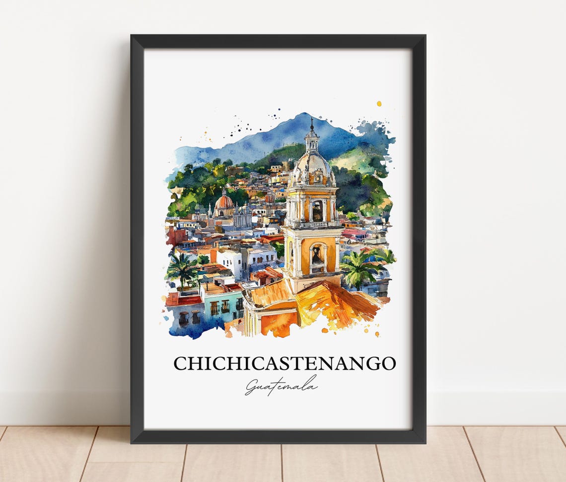 Chichicastenango Wall Art Guatemala Print Watercolor Gift Travel Poster Housewarming - Image 3