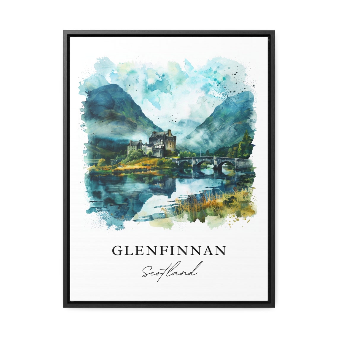 Glenfinnan Scotland Watercolor Travel Poster, Housewarming - Image 3