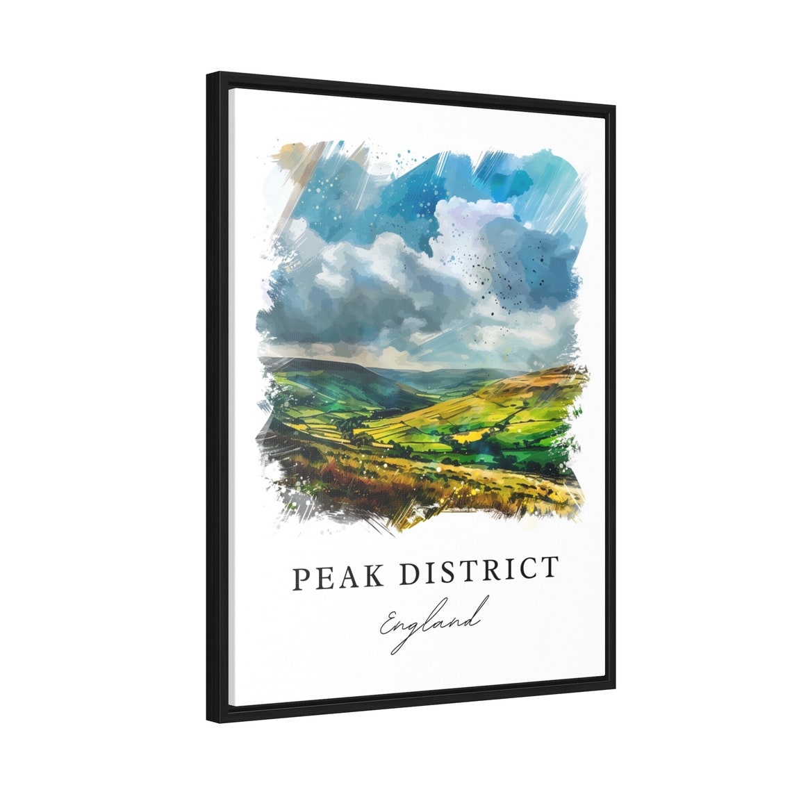 Peak District England Rolling Hills Watercolor Landscape Poster - Image 2