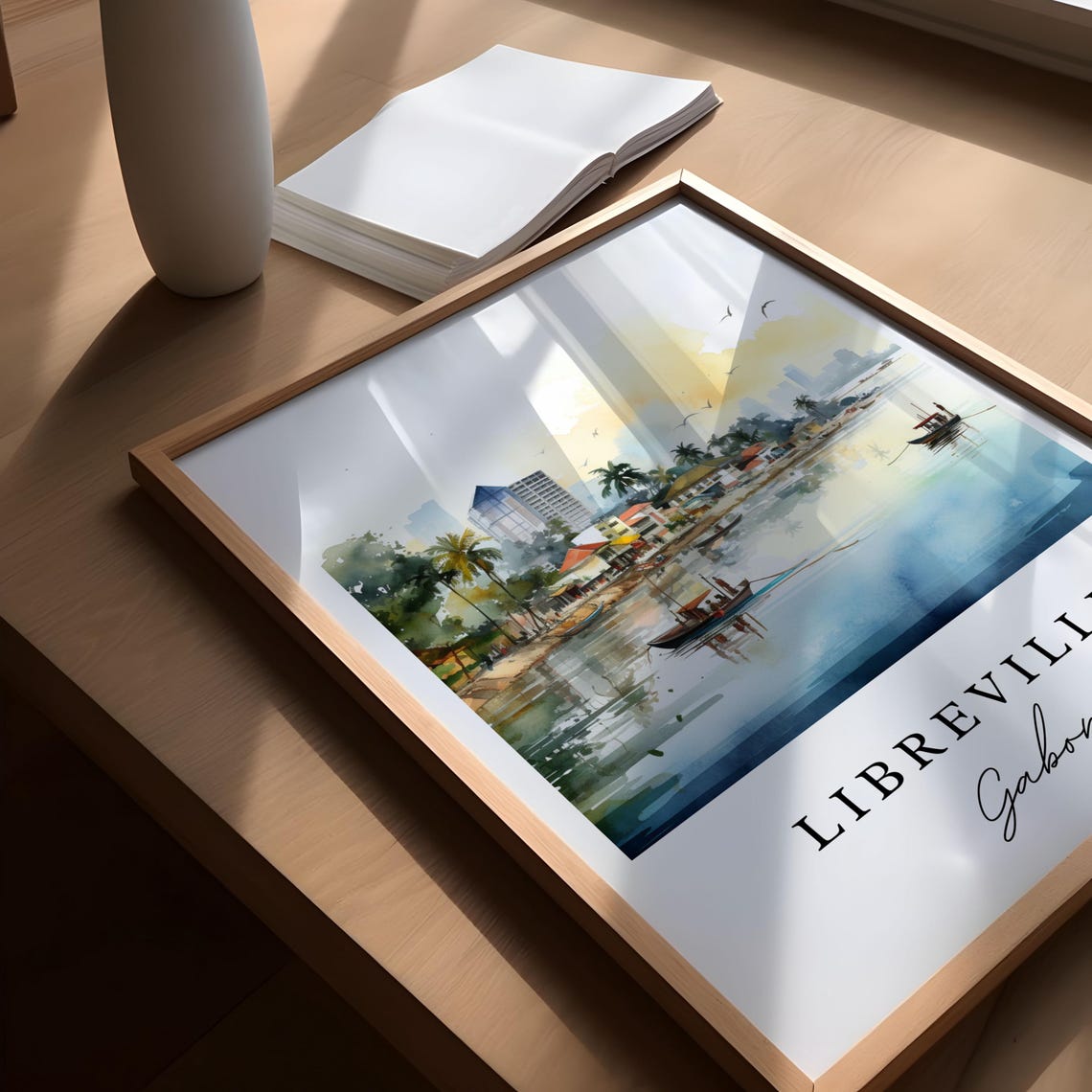 Libreville Gabon Wall Art Poster Wedding Gift Birthday Present Custom Text Personalized - Image 5