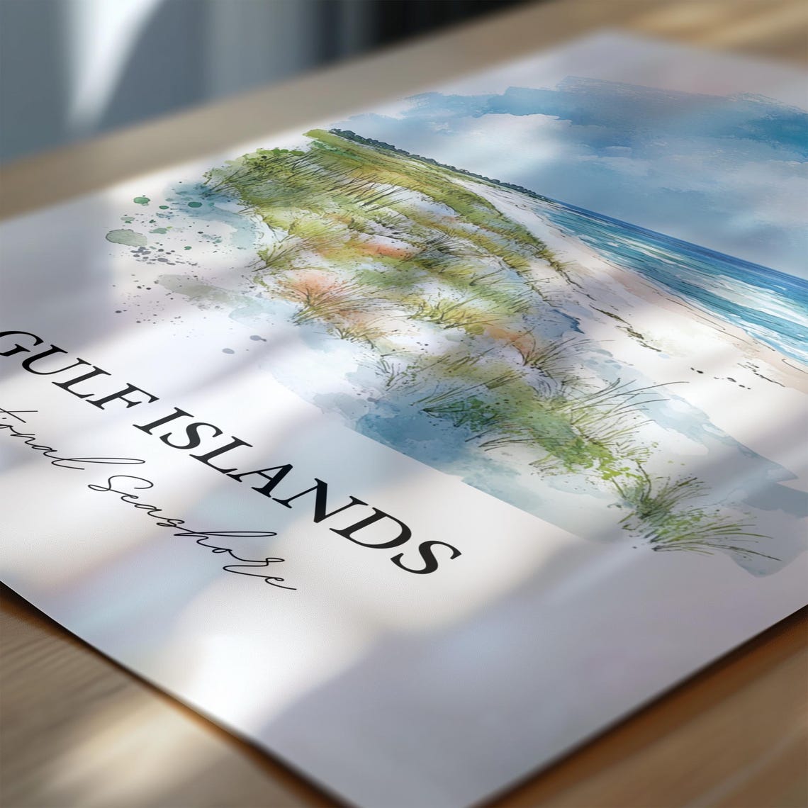 Gulf Islands National Seashore Beach Dunes Ocean Watercolor Poster - Image 6