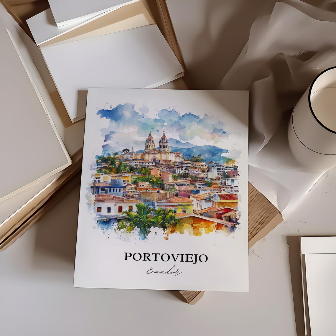 Portoviejo Wall Art Print Ecuador Watercolor Gift Travel Poster Housewarming - Image 3