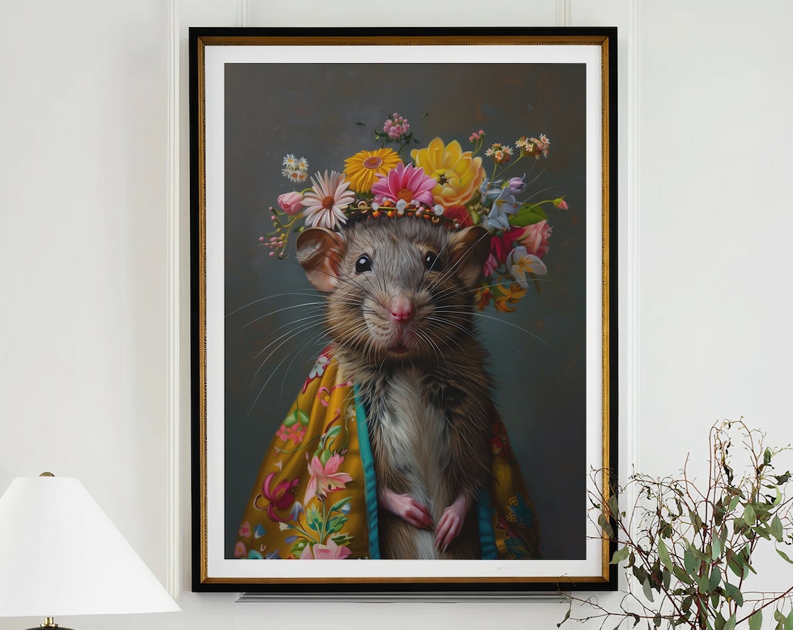 Rat Maximalist Eclectic Animal Portrait Art Print