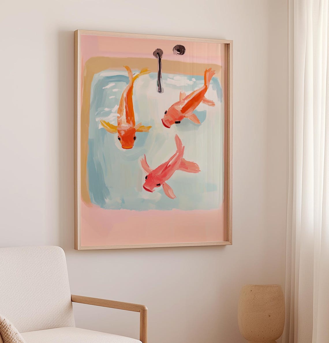 Koi Fish Swimming In A Bathtub Whimsical Bathroom Decor Poster - Image 2