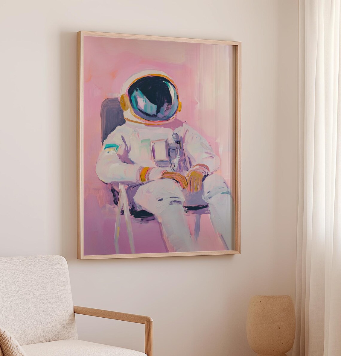Pink Astronaut Vintage Style Art Print, Space Theme - Image 3