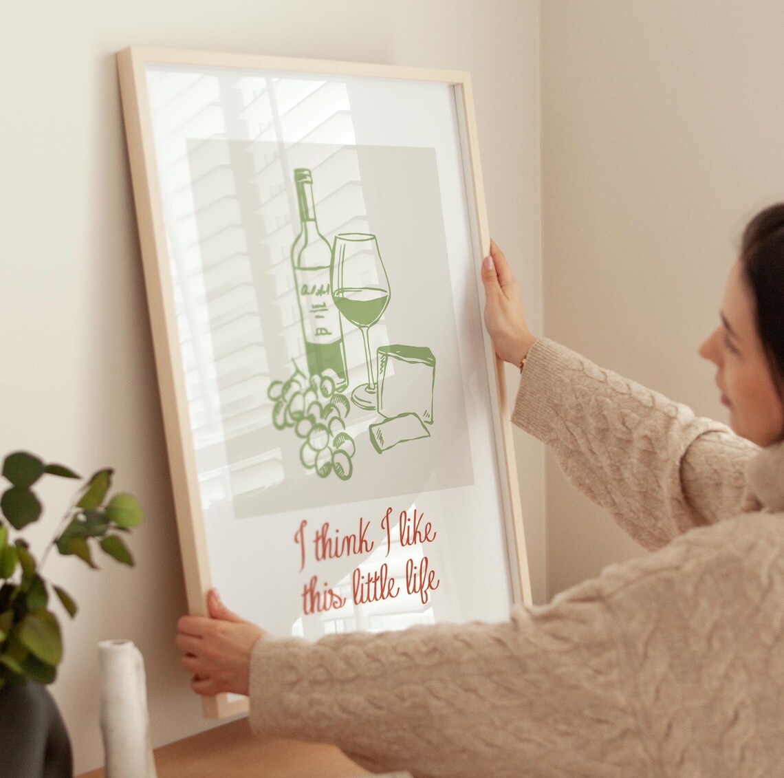 I Think I Like This Little Life Print Wine Cheese Grapes Kitchen Wall Art - Image 4