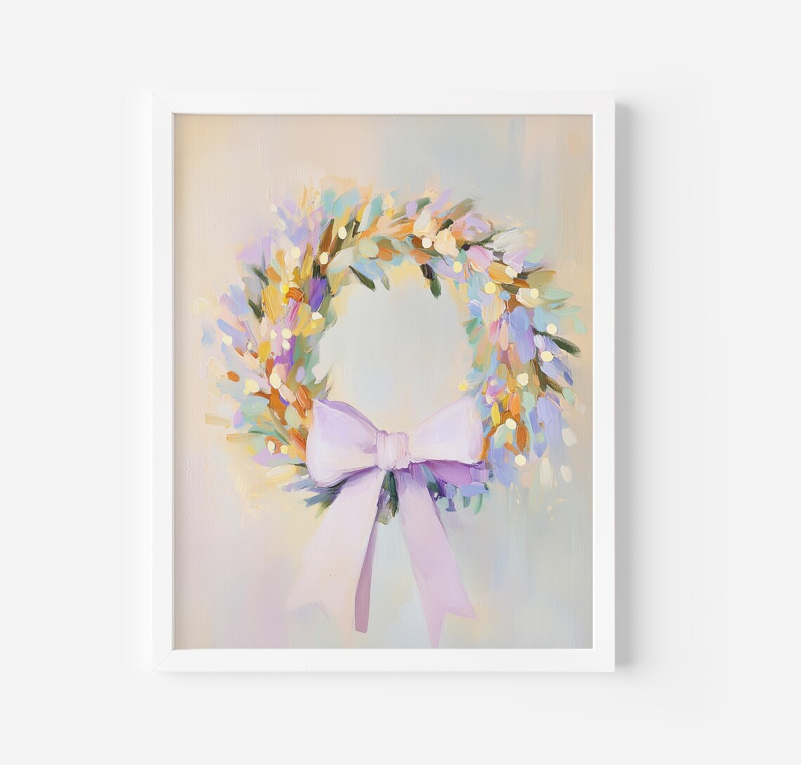 Christmas Wreath Art Print, Holiday Coquette Decor - Image 3