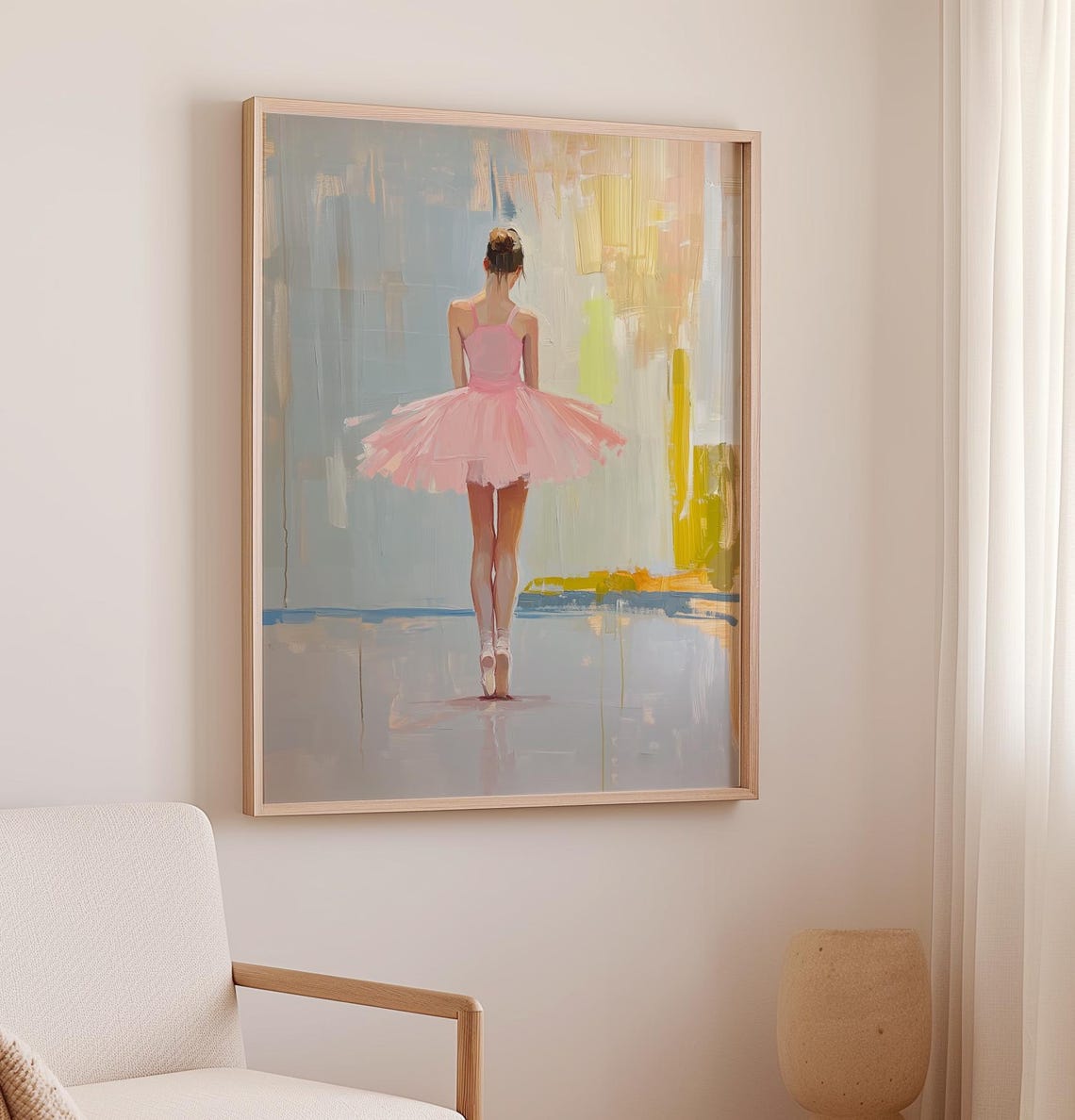 Ballerina In Pink Tutu Dancing En Pointe Ballet Painting Art Poster - Image 2