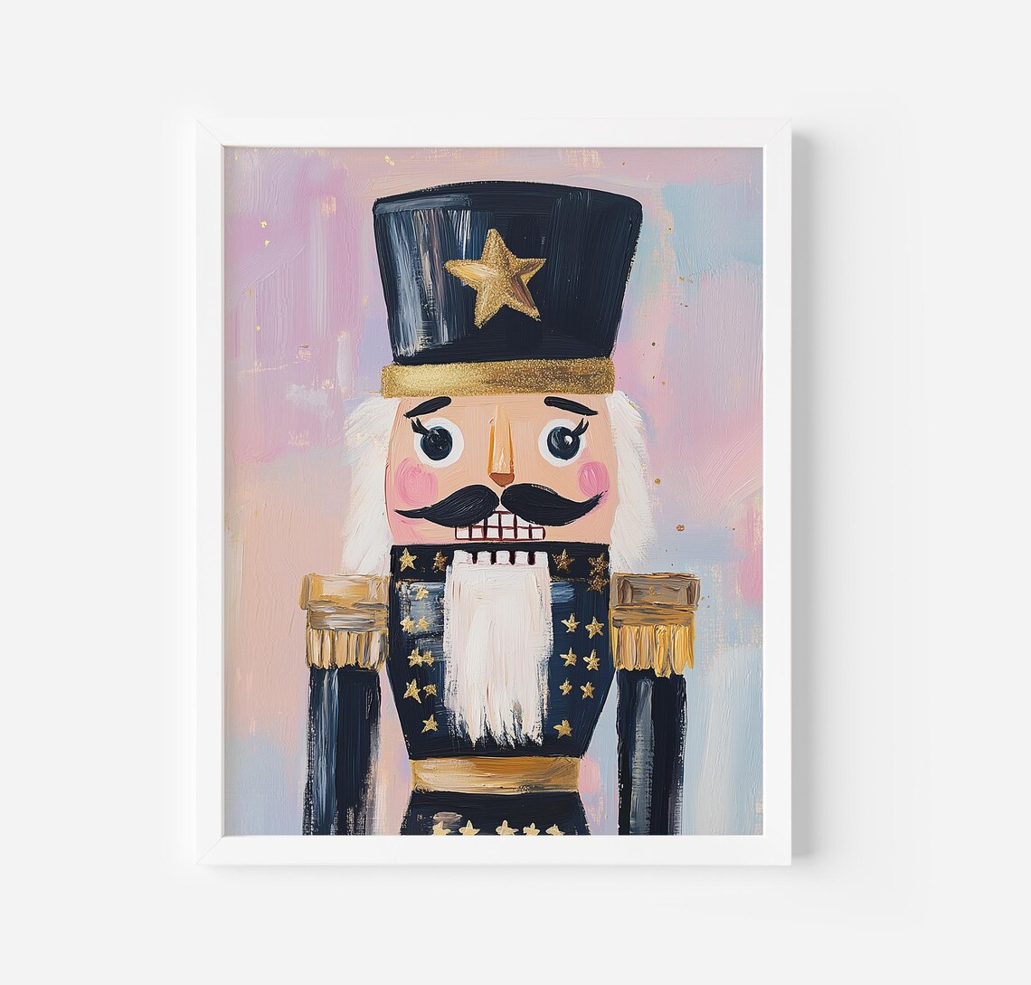 Nutcracker Vintage Christmas Art Print, Whimsical