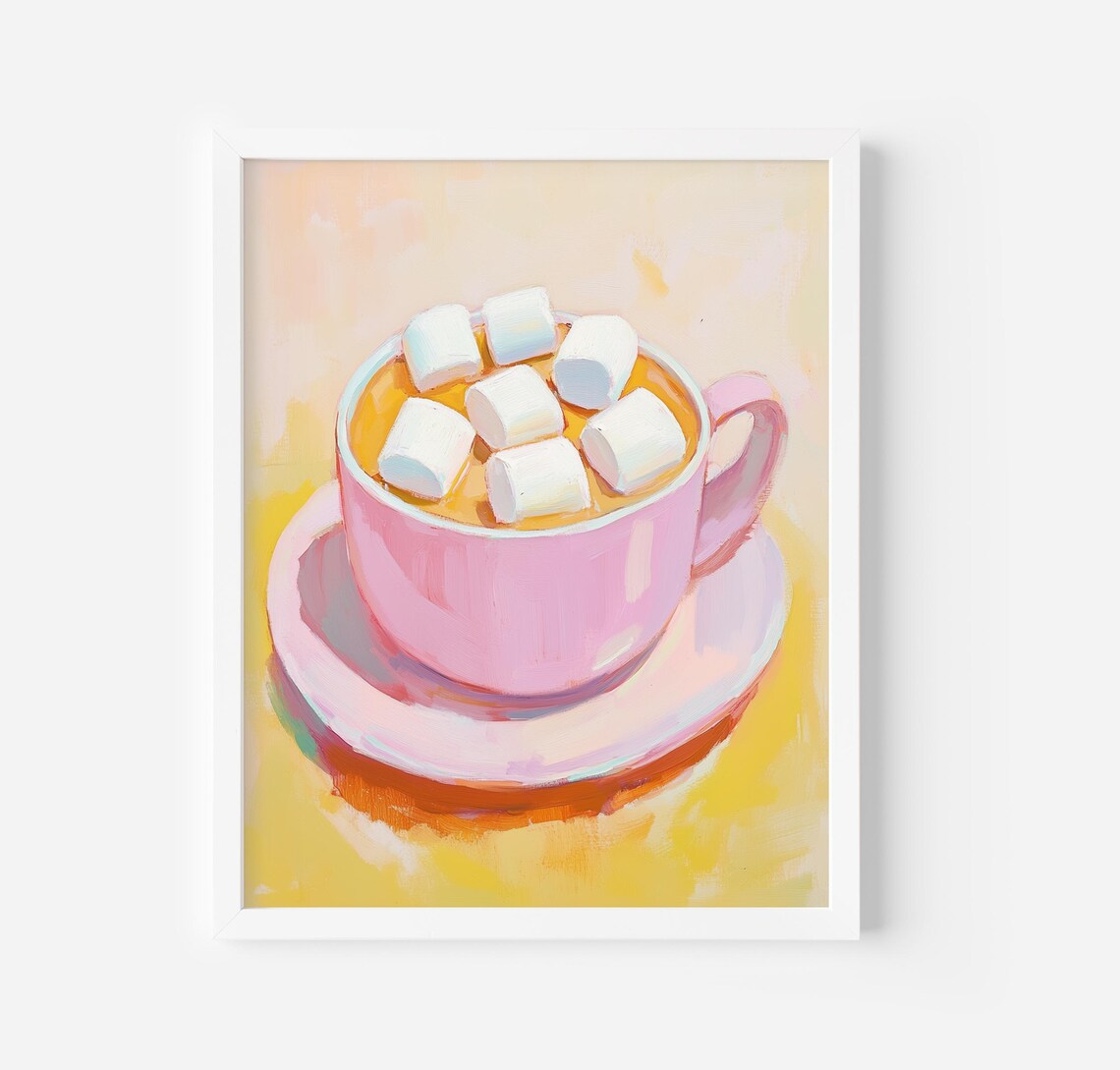 Cozy Hot Chocolate Art Print, Winter Kitchen Poster