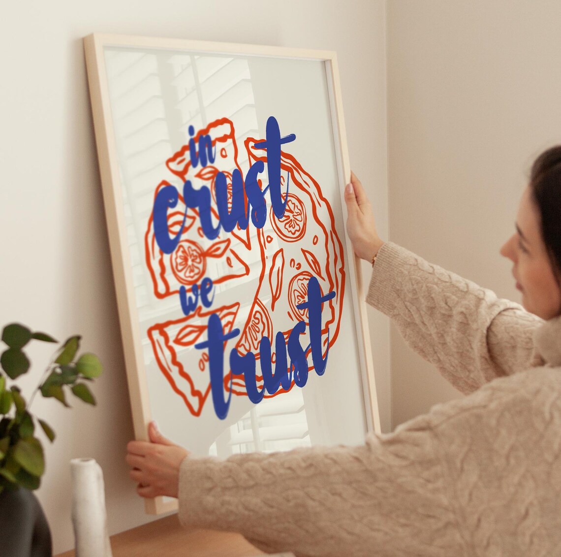 Pizza Lover, In Crust We Trust Retro Art Print - Image 4