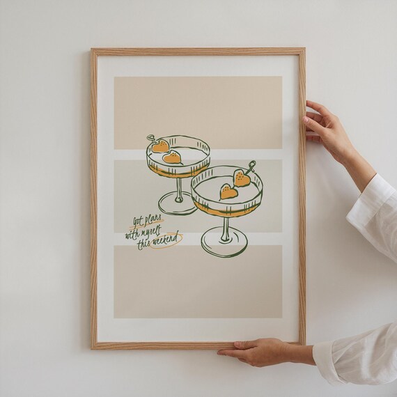 Got Plans With Myself This Weekend Print Cocktail Coupe Retro Bar Poster