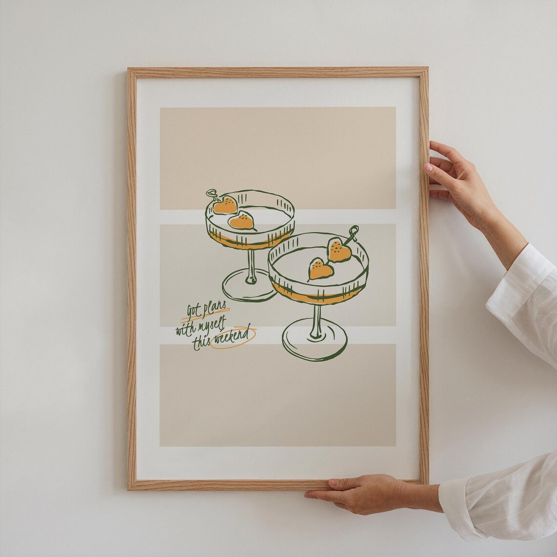 Got Plans With Myself This Weekend Print Cocktail Coupe Retro Bar Poster