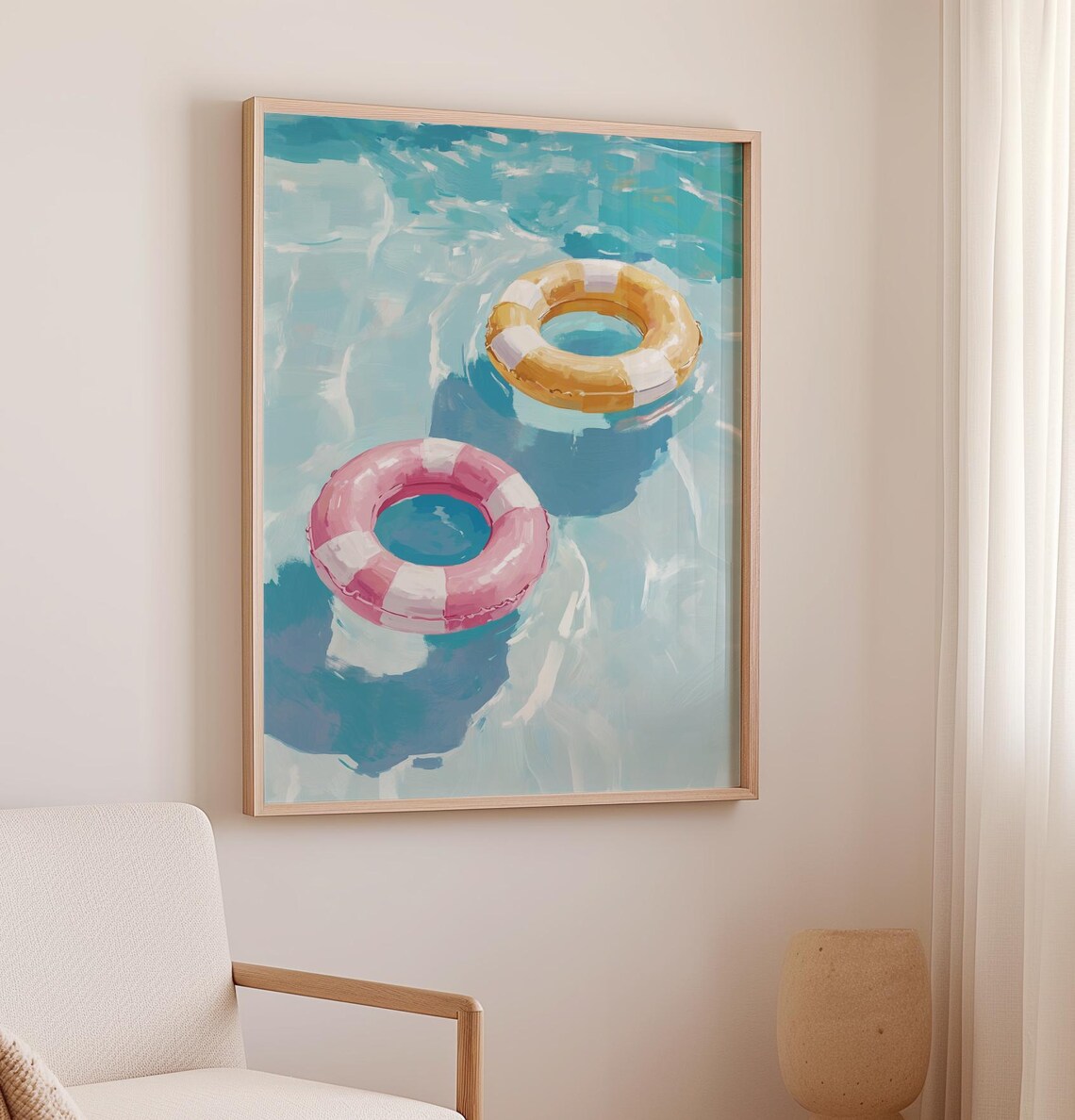 Striped Inner Tube Summer Pool Float Art Print - Image 2