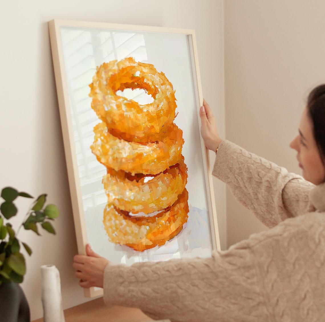 Extra Crispy Golden Onion Rings Stack Retro Snack Food Art Poster - Image 4