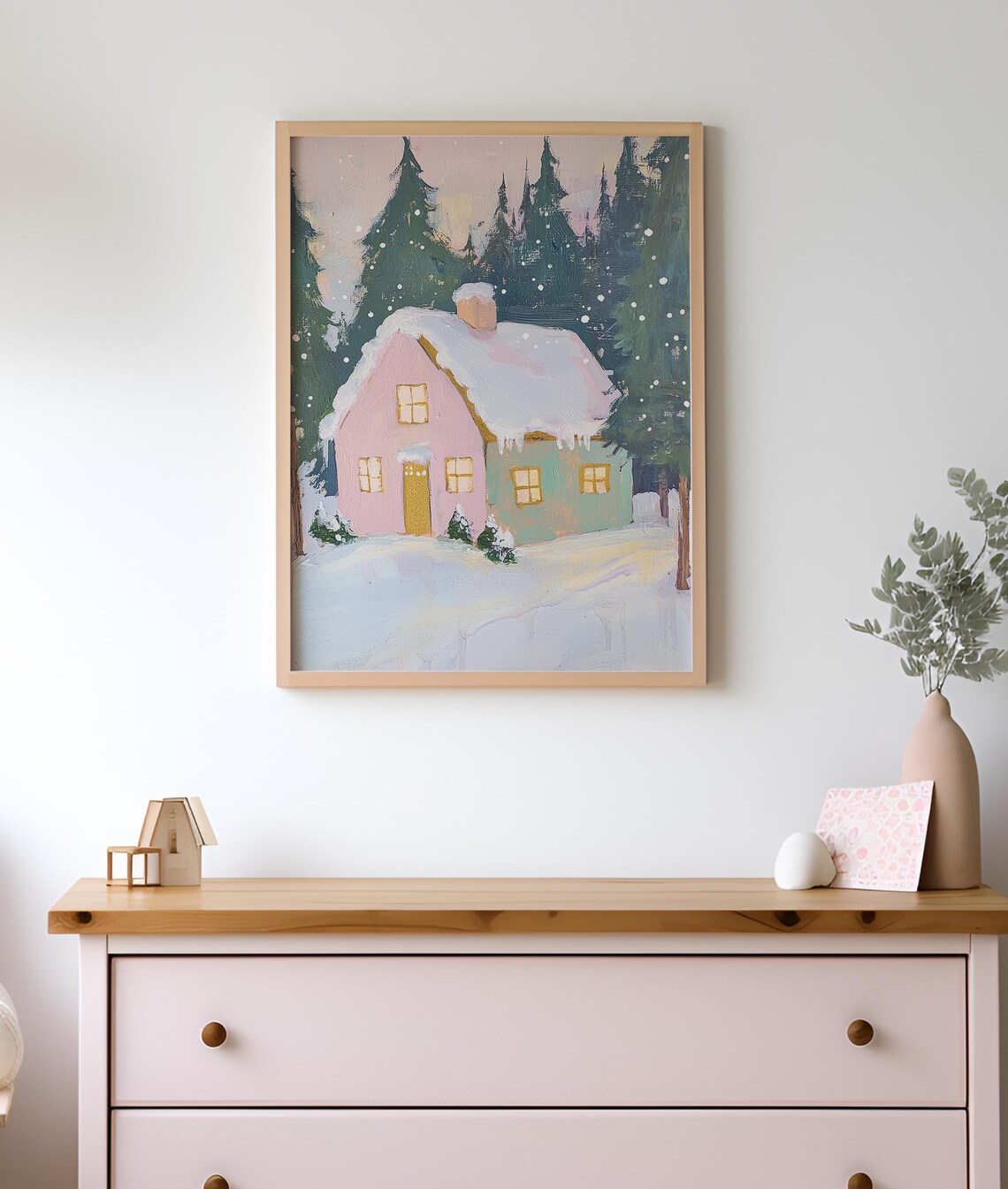 Snowy House Christmas Eve Holiday Season Art Print - Image 3