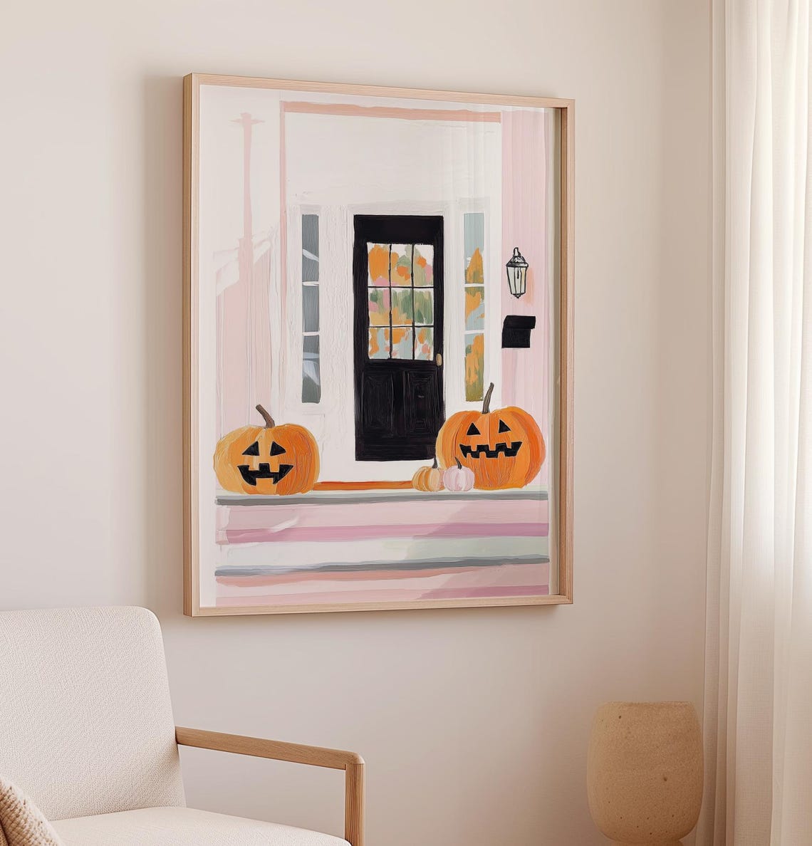Halloween Front Porch with Jack O Lanterns Spooky Cute Art Poster - Image 2