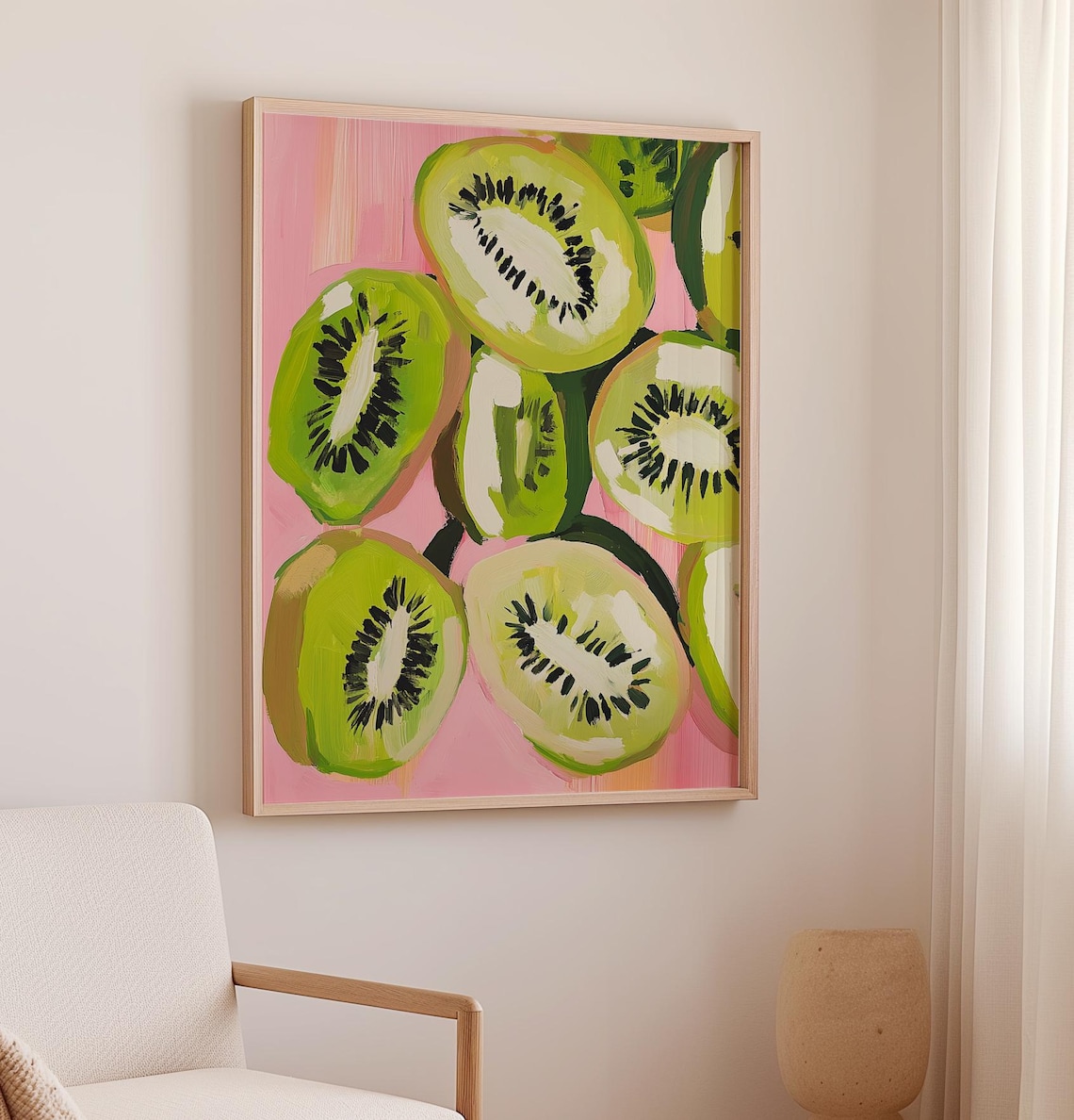 Kiwi Fruit Slice Print Modern Wall Art Kitchen Wall Art Decor Pastel Color Art Tropical Print Fruit Decor - Image 2