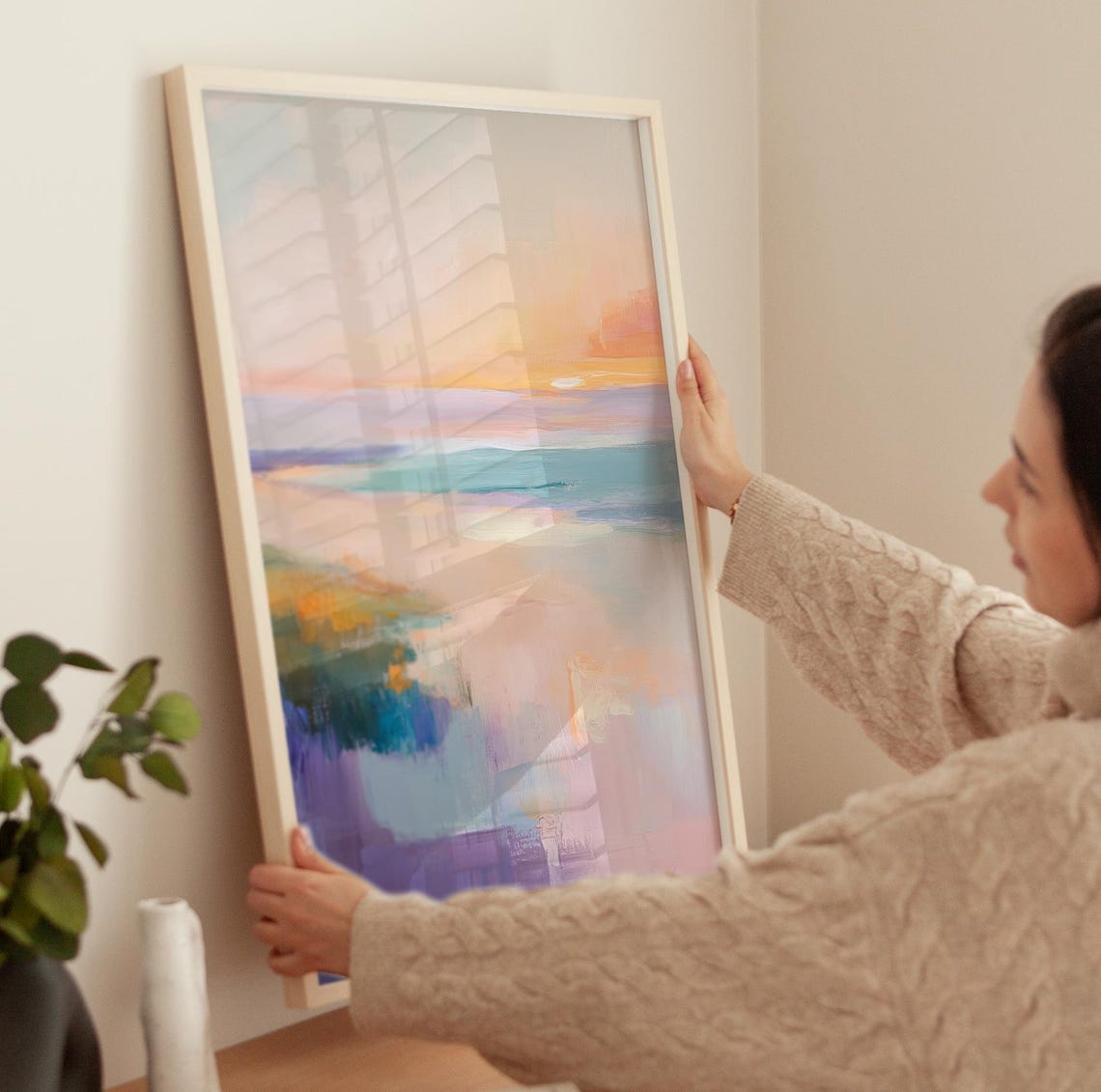 Abstract Pastel Seascape Impressionist Ocean Sunset Painting Poster - Image 3