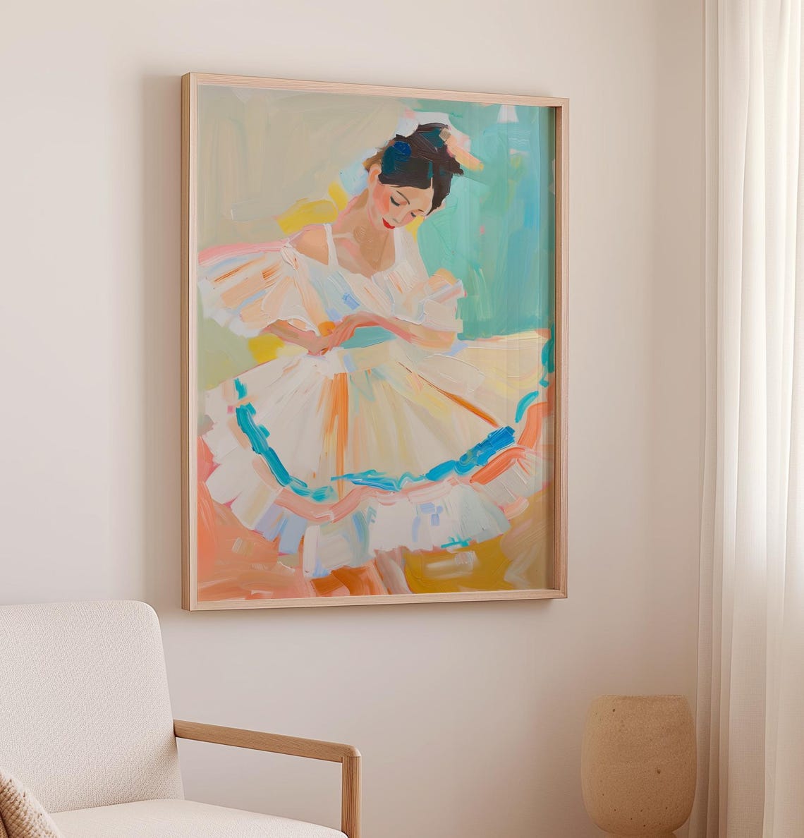 Ballerina Girl Painting Dance Studio Decor Ballerina Portrait Wall Art Girls Room Decor Acrylic Painting Soft Colours Print Ballet Print - Image 2