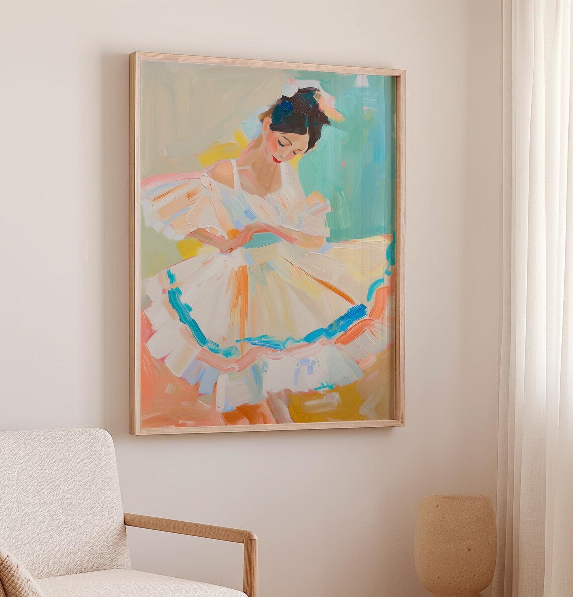 Vibrant Ballerina Girl Dancing In Colorful Tutu Oil Painting Poster - Image 2
