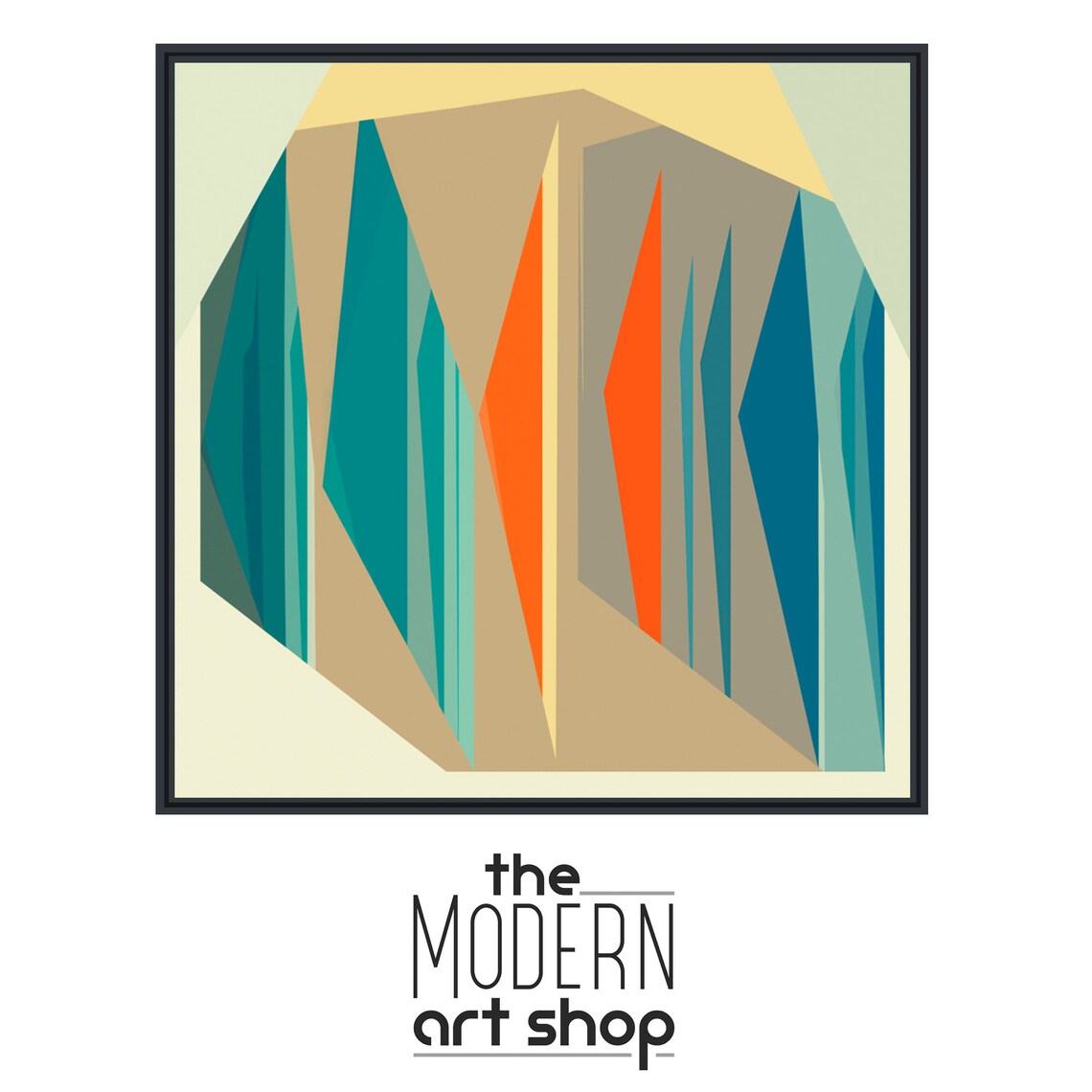 Mid-Century Modern Geometric Square Art Print - Image 4