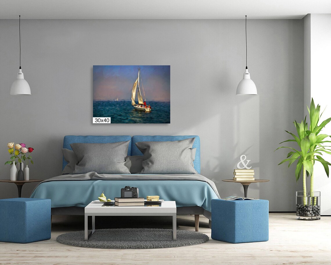 Sailboat Wall Art Coastal Art Sailboat Print Sailboat Sailboat Art Sailing Art Print Sailboat Painting Seascape Print - Image 5