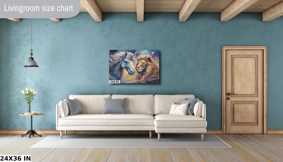 Nursery Room Wall Art Lion And Unicorn Print Nursery Decor Lion And Unicorn Wall Art Kids Room Art Lion And Unicorn Moon And Stars - Image 4