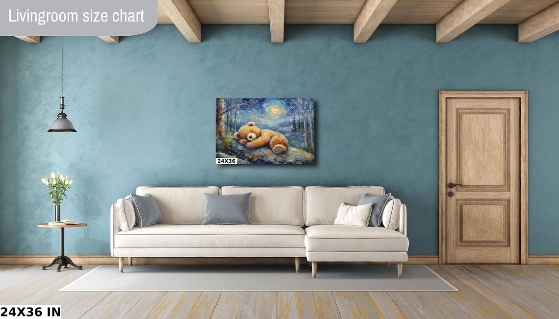 Teddy Bear Moon And Stars Nursery Decor Art Print - Image 4
