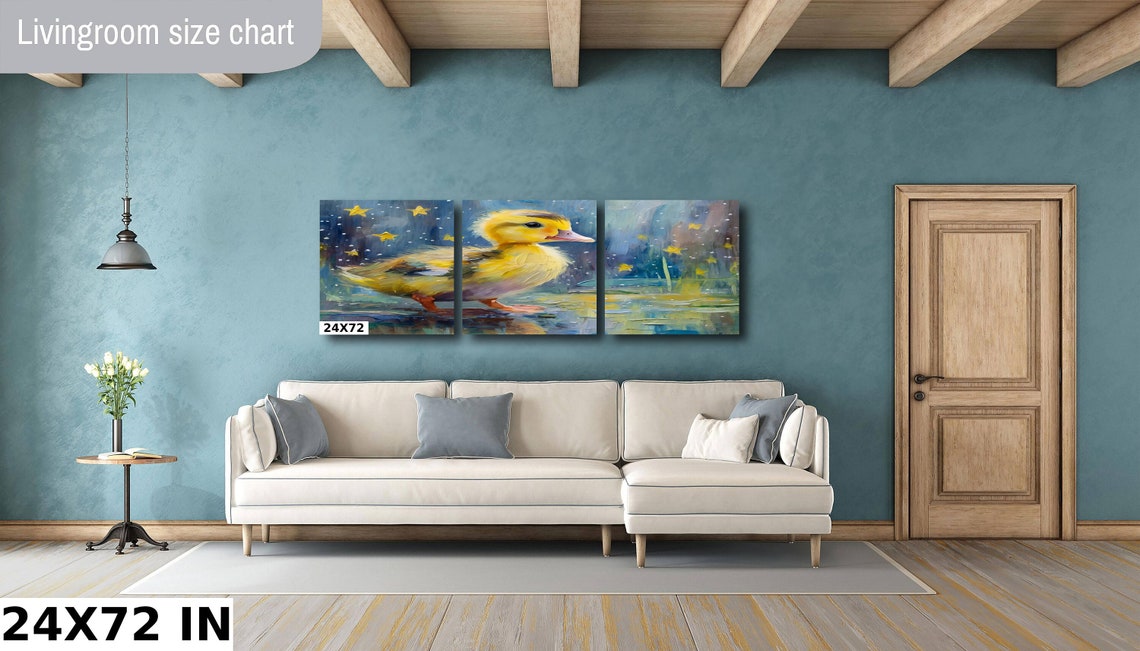 Sweet Yellow Duckling In Rippling Water Starry Sky Nursery Poster - Image 3