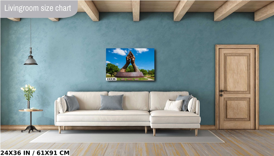 Oral Roberts Praying Hands Tulsa Blue Sky Sculpture View Poster - Image 4