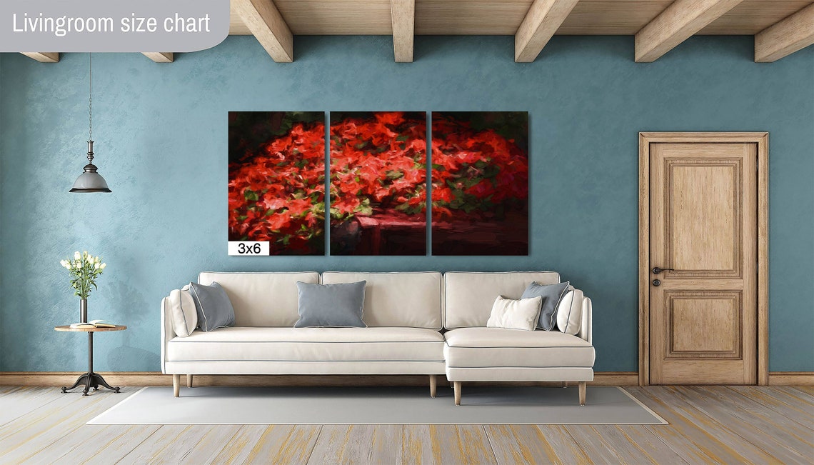 Crimson Red Impatiens Blossoms Impressionist Bold Floral Art Poster - Image 2