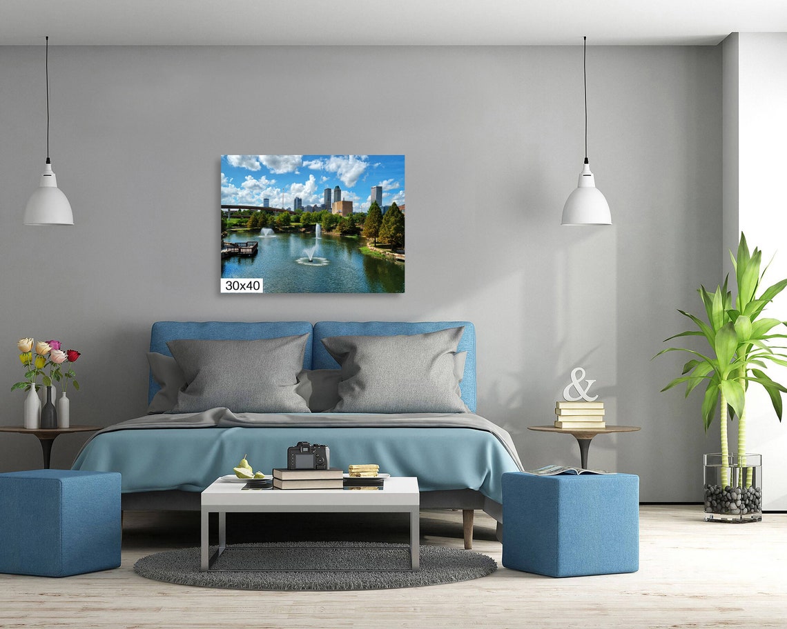 Tulsa Oklahoma Skyline From Centennial Park Fountains City Art Poster - Image 5