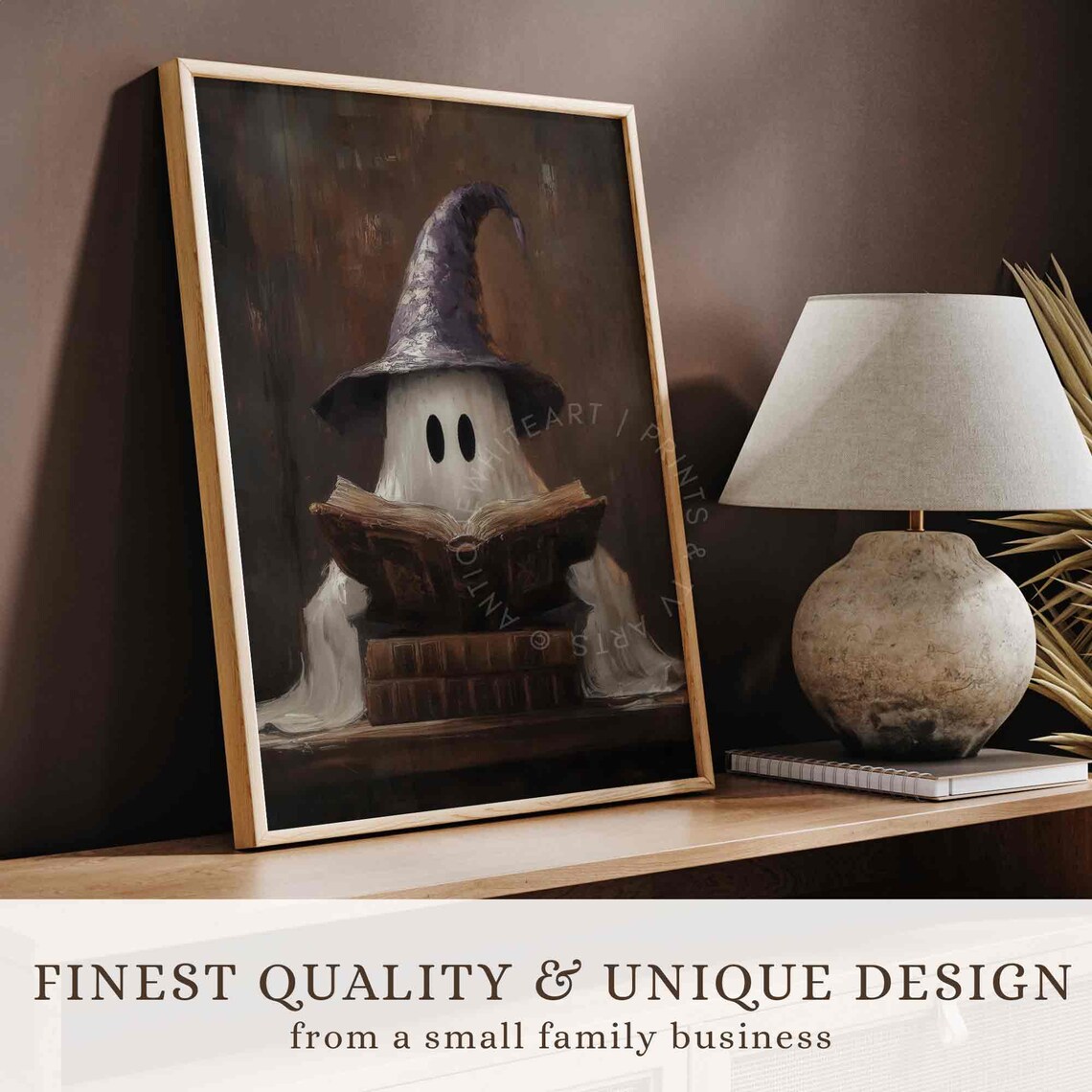 Witchy Halloween Ghost Print, Rustic Vintage Decor - Image 2
