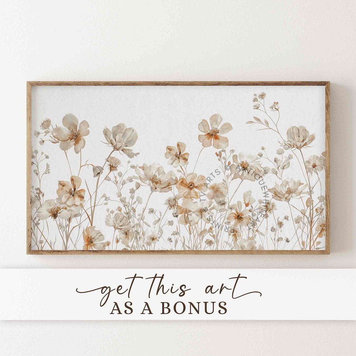 Neutral Floral White Summer Flowers Farmhouse Art Print - Image 2