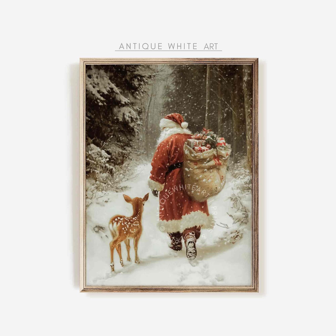 Vintage Santa Claus Christmas Wall Art Print