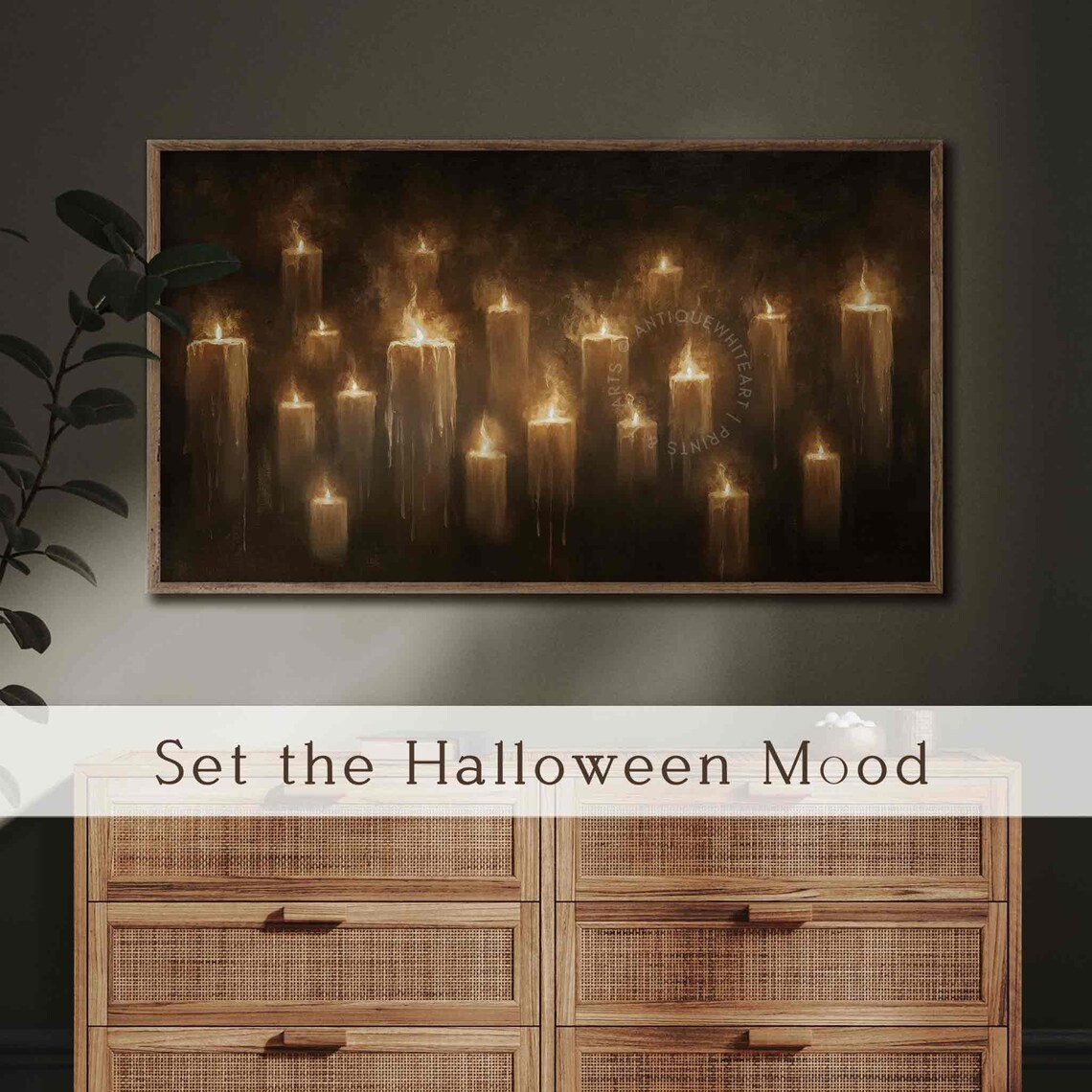 Halloween Spooky Frame TV Art, Candle Decor - Image 2