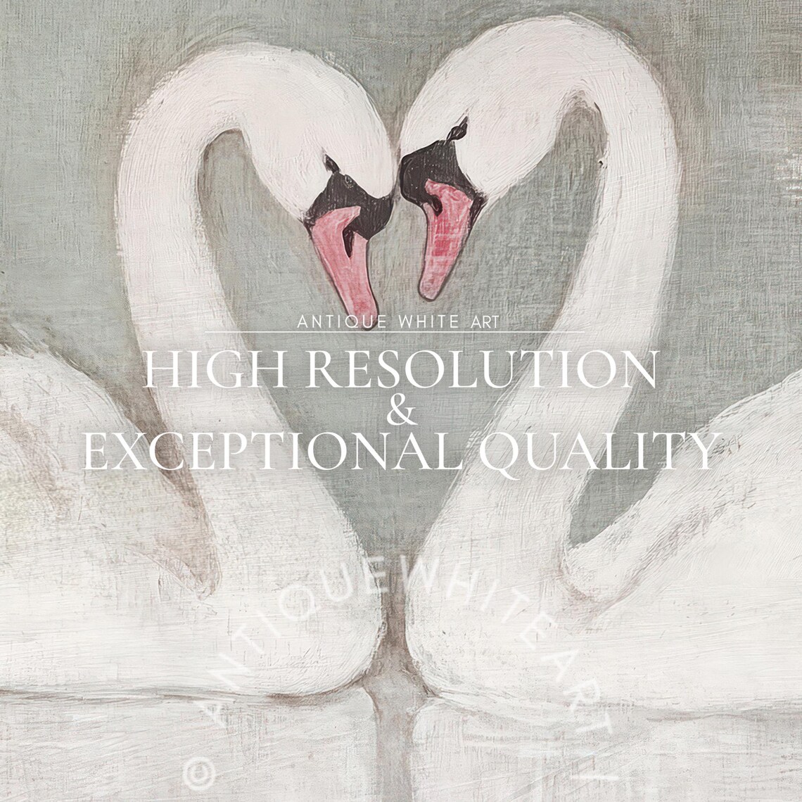 Valentines Day Swans, Muted Vintage Romantic Print - Image 3