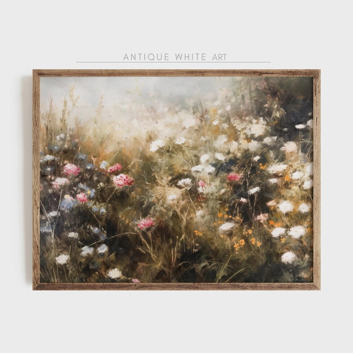 Wildflower Meadow Landscape, Spring Country Art Print