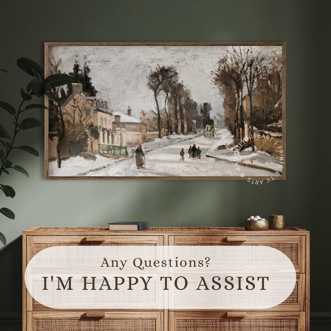Vintage Winter Christmas Snowy Landscape Art Print - Image 2