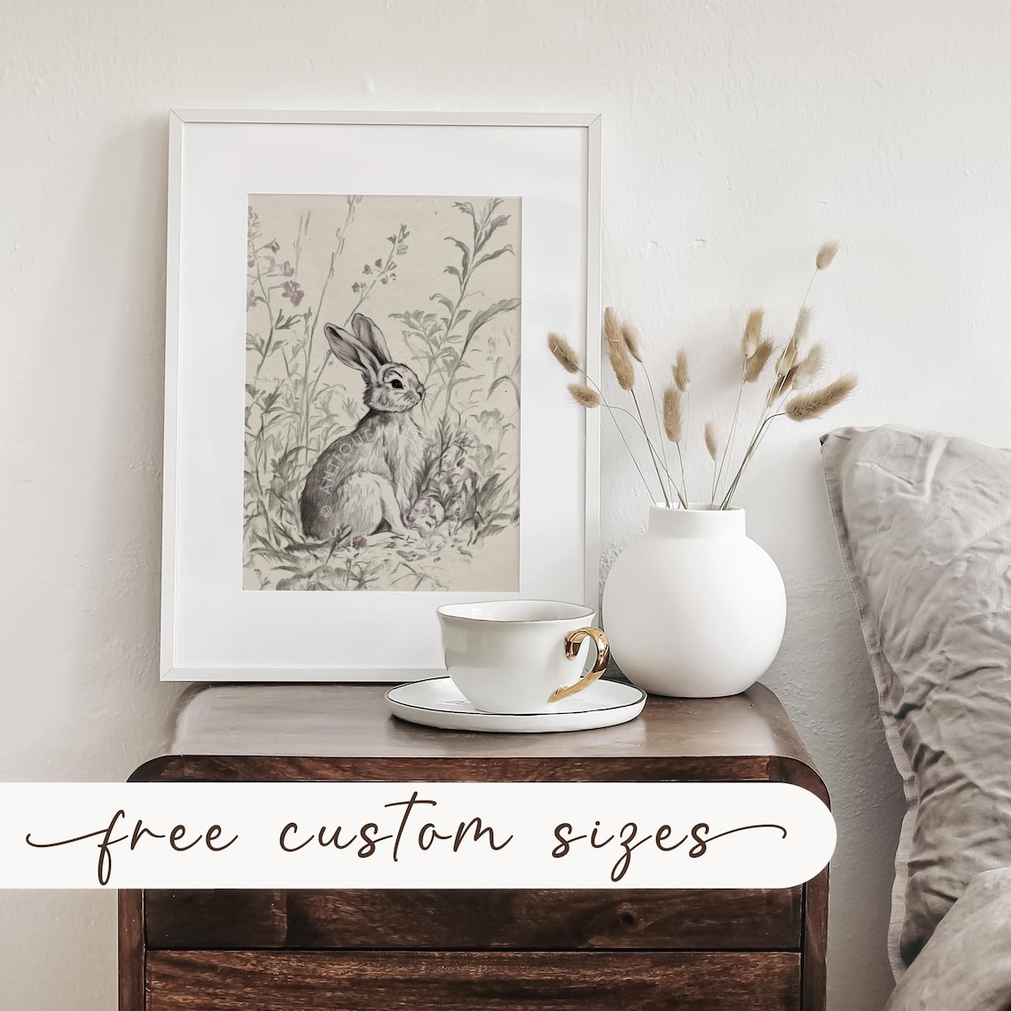 Easter Bunny Sketch, Vintage Farmhouse Art Print - Image 4