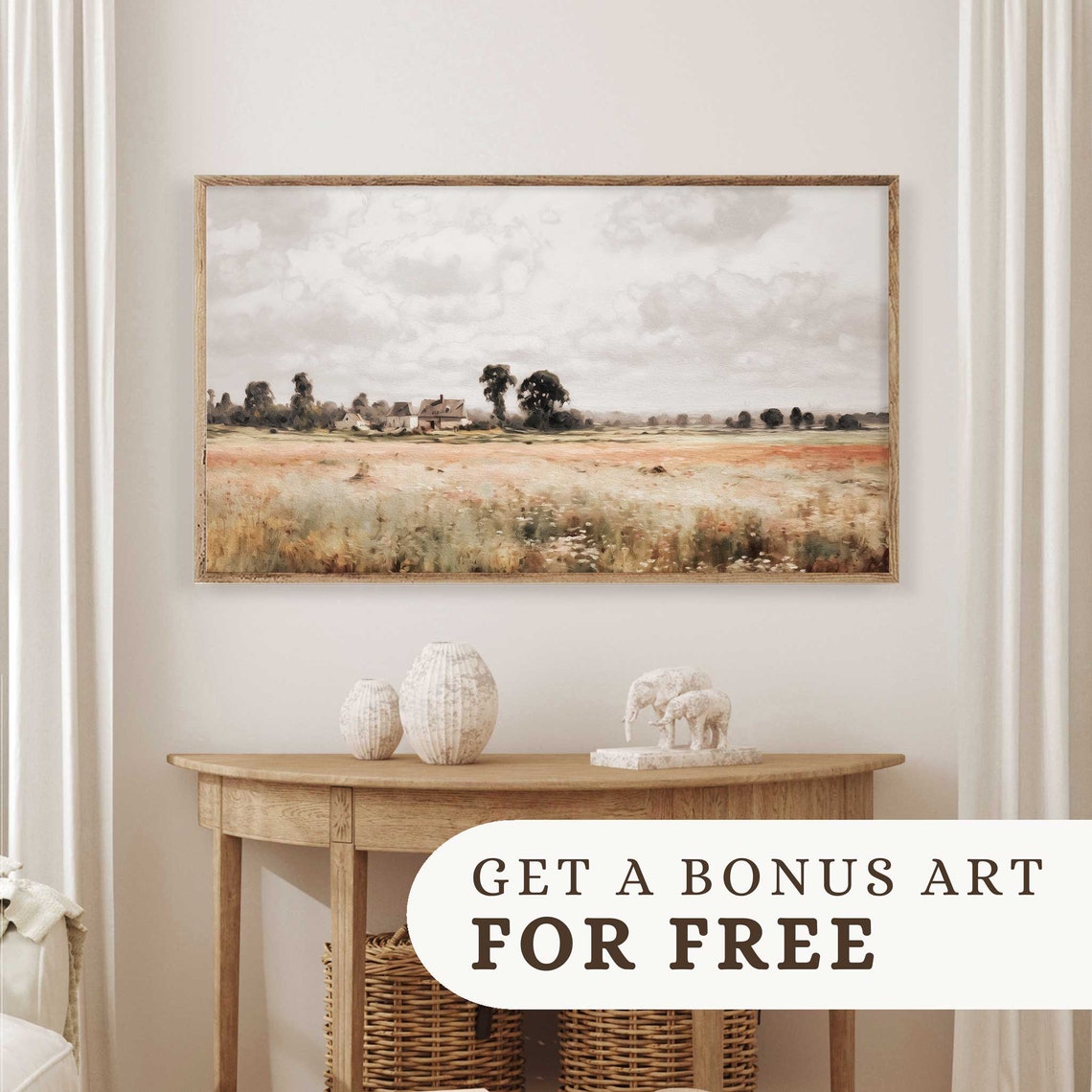 Autumn Wildflower Meadow Daisies Wheat Mountains Vintage Fall Poster - Image 3