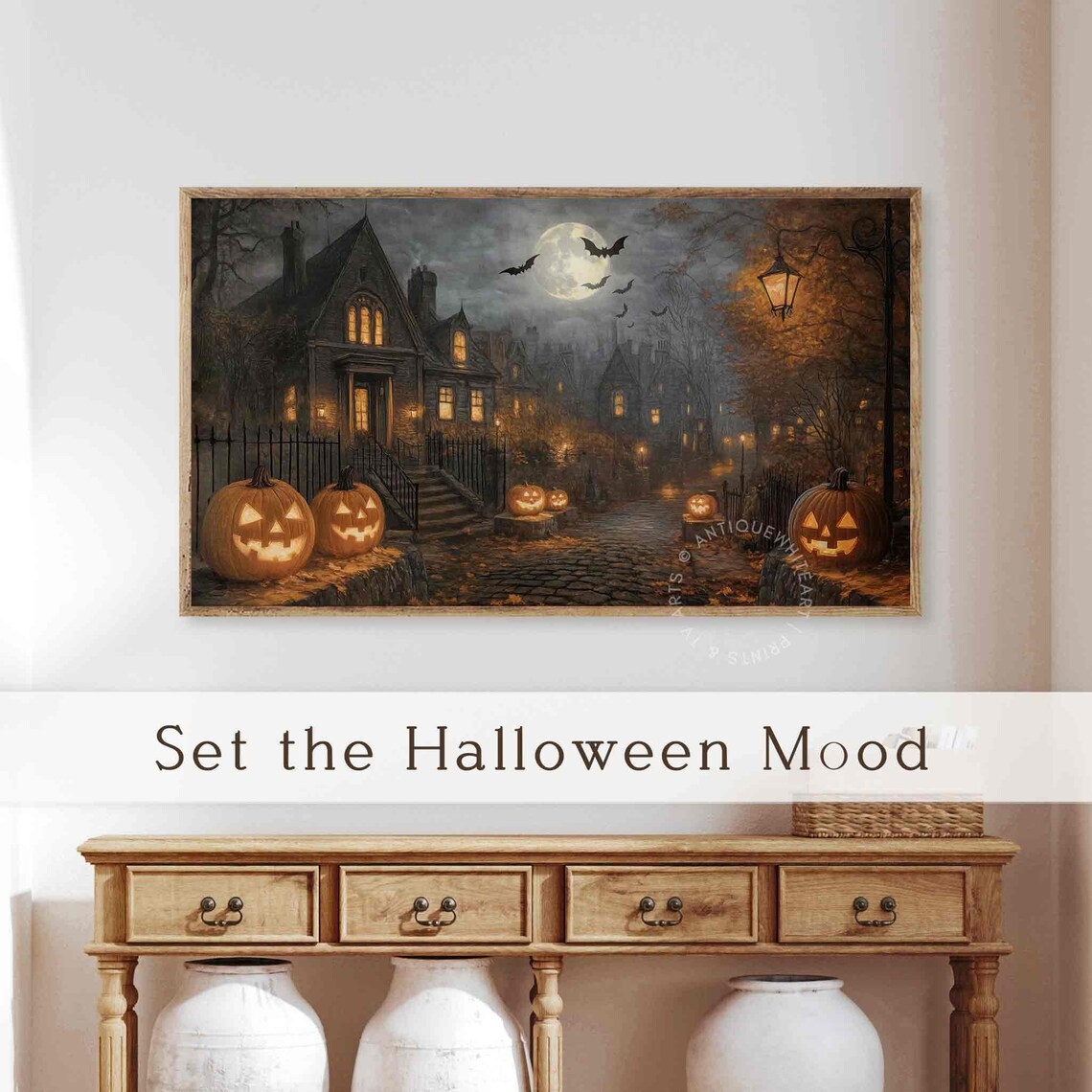 Halloween Haunted House Vintage Spooky Street Art Print - Image 4
