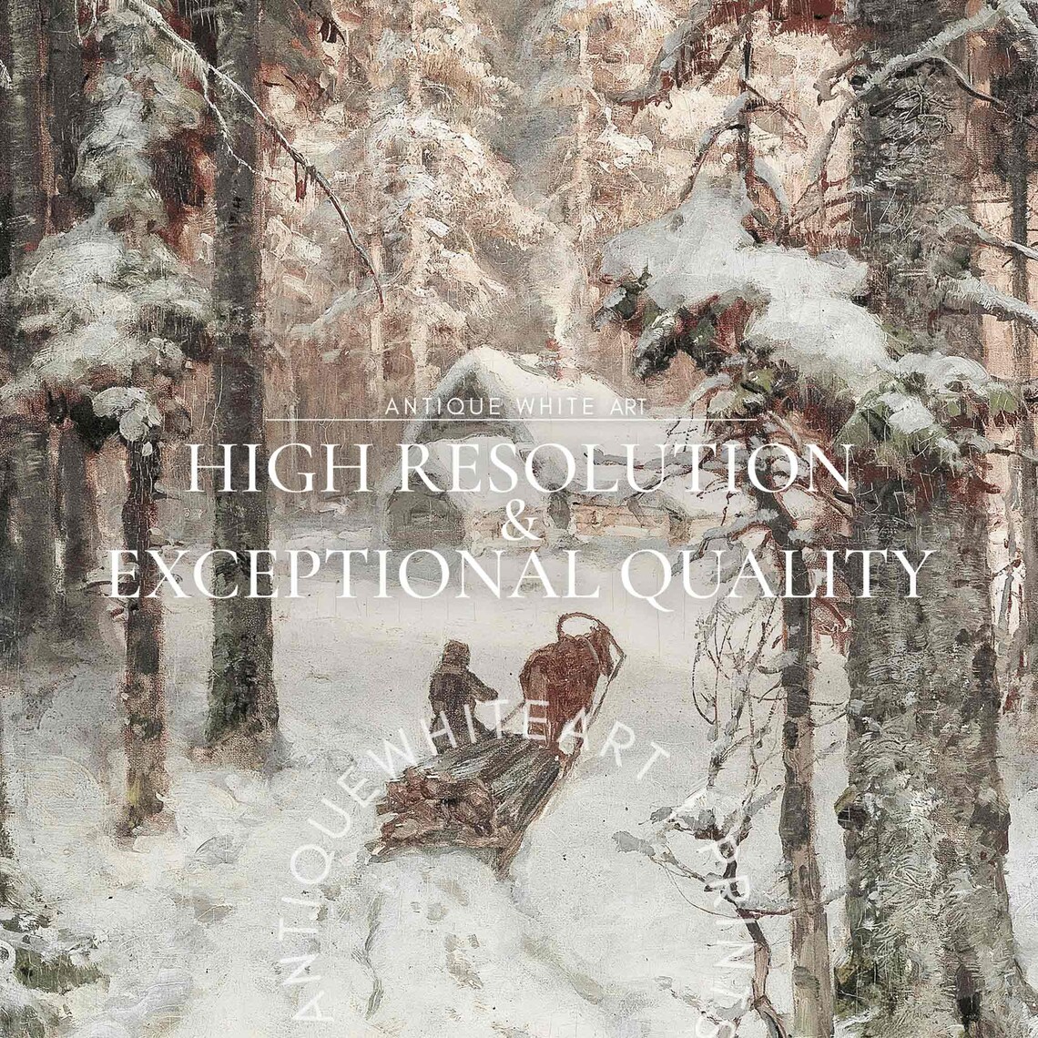 Vintage Winter Forest Landscape Art Print - Image 3