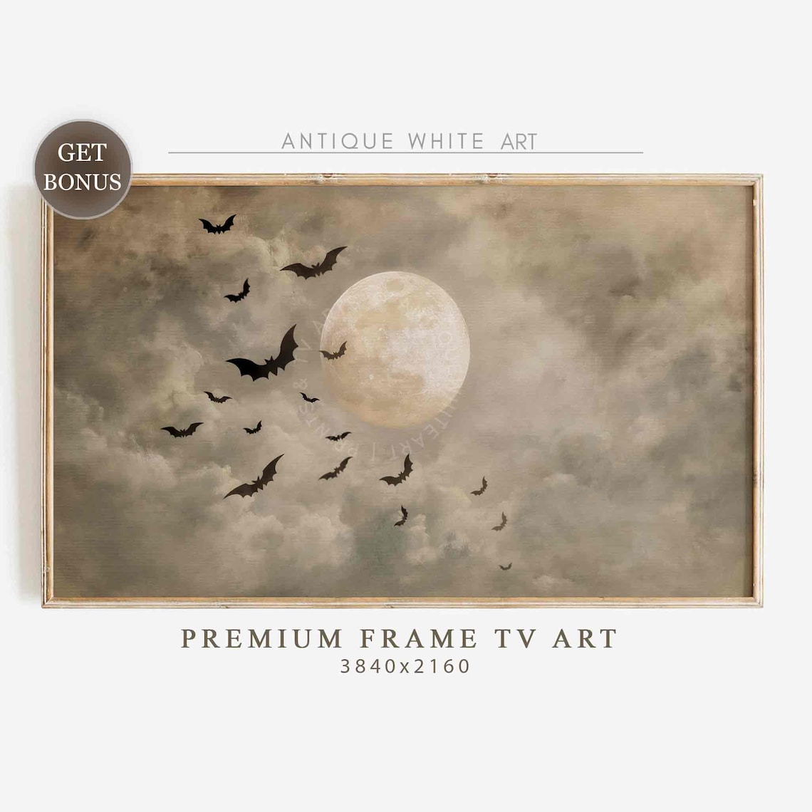 Halloween Full Moon Oil-Painting-Style Art Print