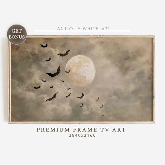 Halloween Full Moon Oil-Painting-Style Art Print