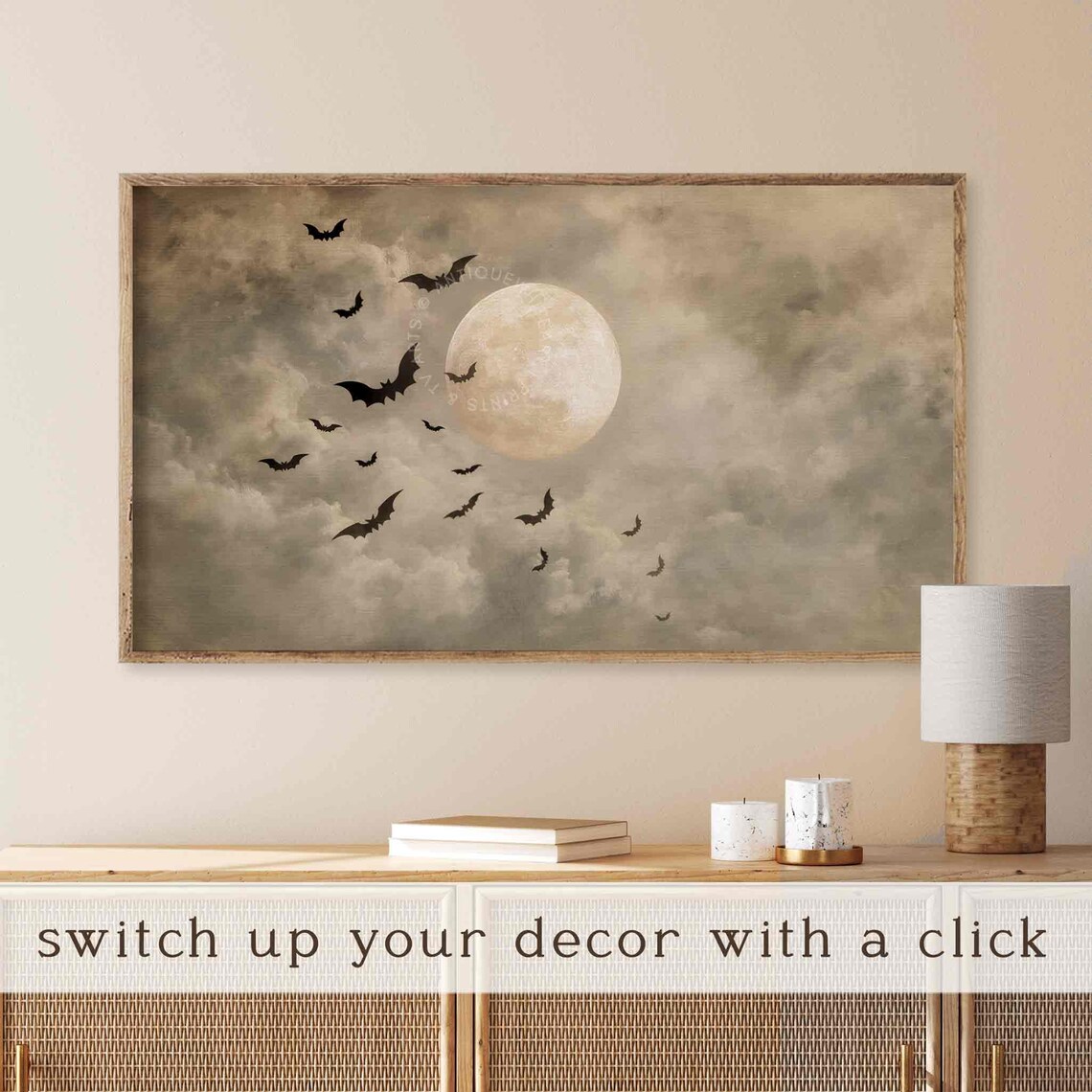 Halloween Full Moon Oil-Painting-Style Art Print - Image 4