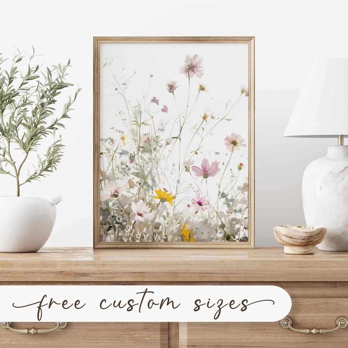 Delicate Wildflower Meadow Watercolor Spring Floral Botanical Poster - Image 3