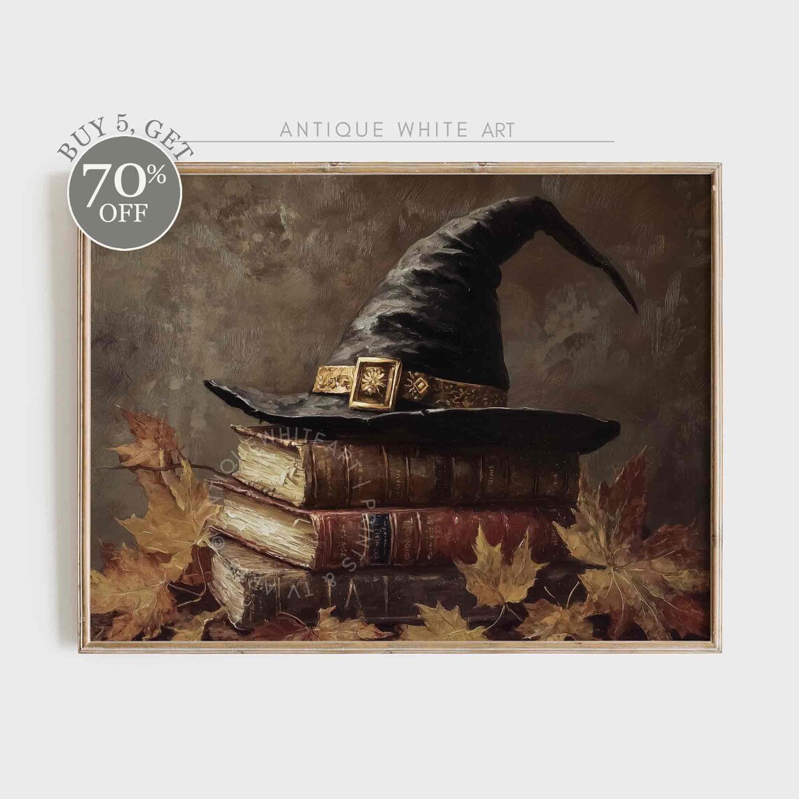 Halloween Witchy Black Cat Art Print, Classic Decor